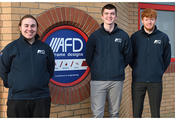 Left to right are apprentices Thomas Renshaw, Adam Snelson and Ben Porter